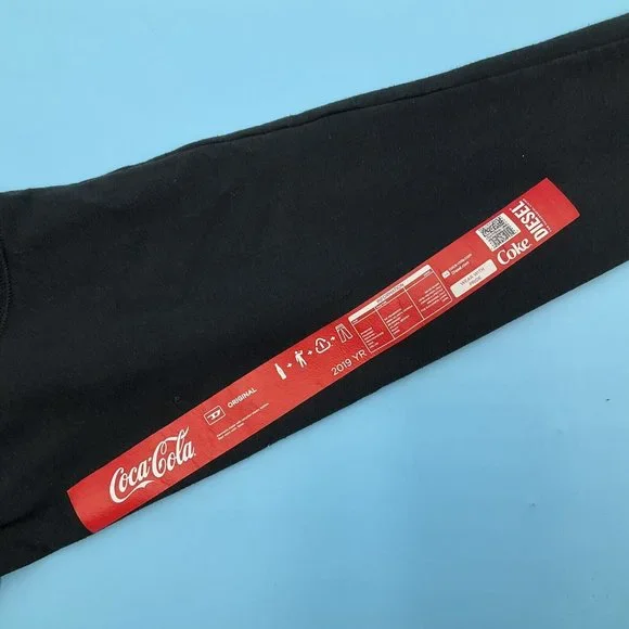 Diesel x Coca Cola Men’s Pullover Black Cotton Blend Ribbed Jumper Sweater Small - Picture 6 of 13
